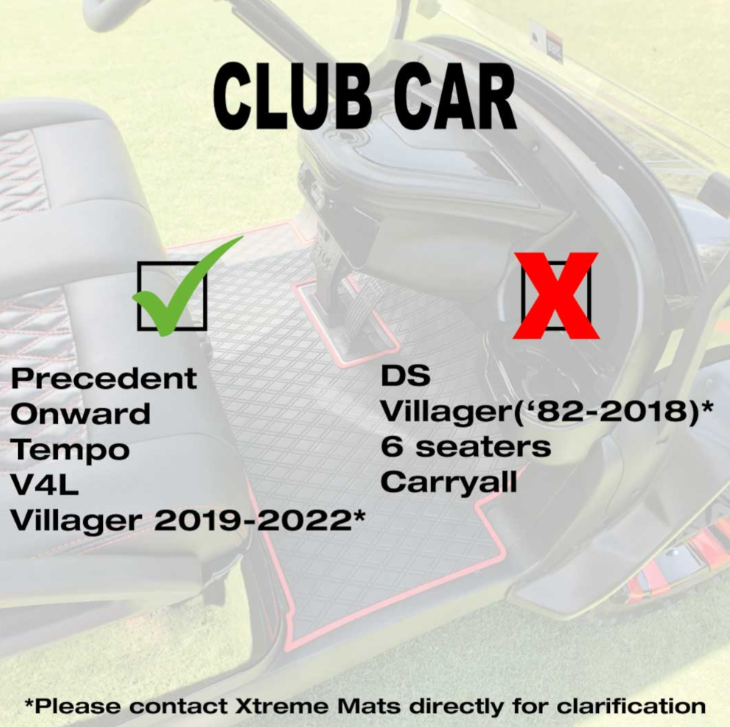 Xtreme Floor Mats for Club Car Precedent / Onward / Tempo / Villager & V4L - All Black
